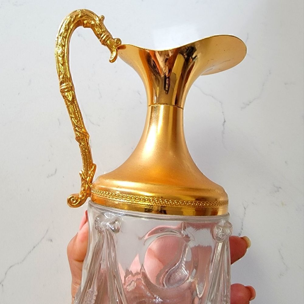 Rare Textured Italy Brass-Tone Pitcher 12" - Picture 4 of 9